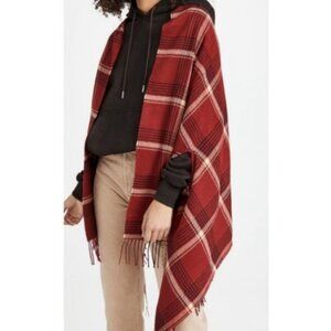 Madewell Cape Scarf Wrap Poncho Buffalo Check Plaid NWT